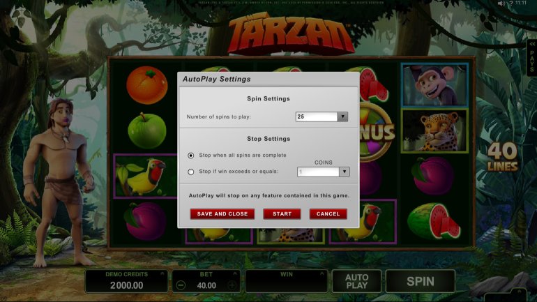 Autoplay nella slot Tarzan